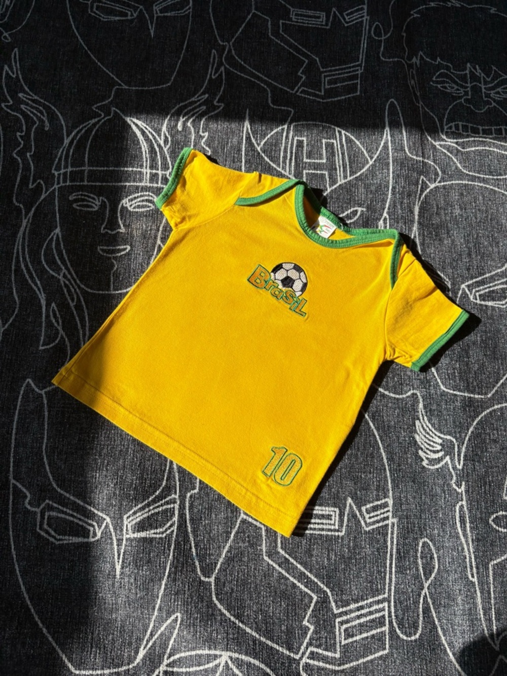 Baby brasil Yellow Soccer Tee with Green Trim